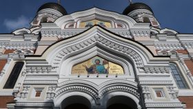 Mosaik af Alexander Nevsky på katedralen.